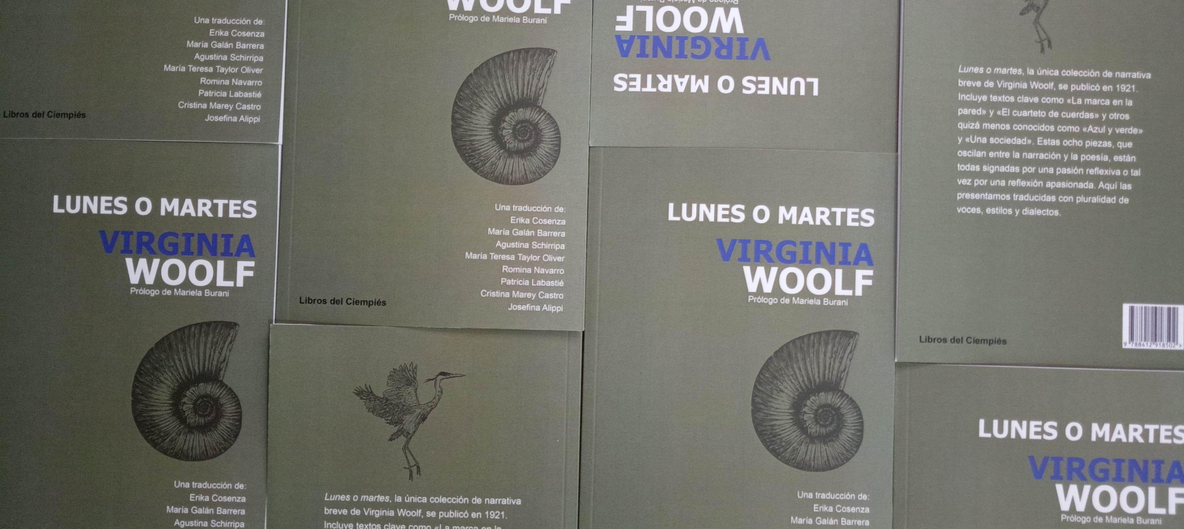 Varios ejemplares de "Lunes o martes", de Virginia Woolf, editado por Libros del Ciempiés para su colección «Clásicos accesibles».